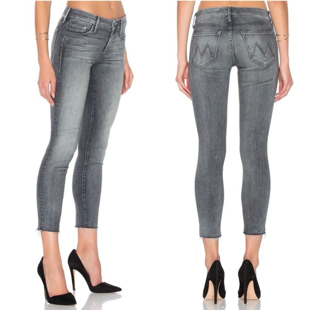 Women’s MOTHER Jeans The Looker Ankle Fray “Stargazing” Black Sz 27 Made In USA